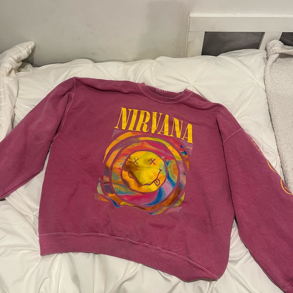 Urban Outfitters pink Nirvana crewneck// size s/m
